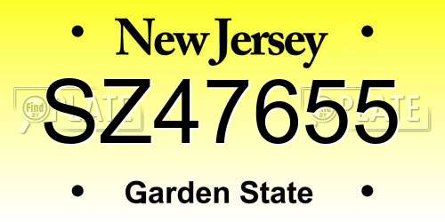 SZ47655 New Jersey License Plate