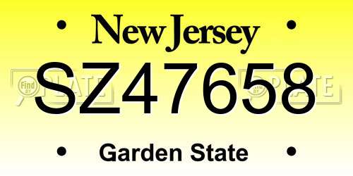 SZ47658 New Jersey License Plate