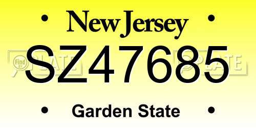 SZ47685 New Jersey License Plate