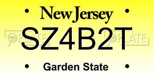 SZ4B2T New Jersey License Plate