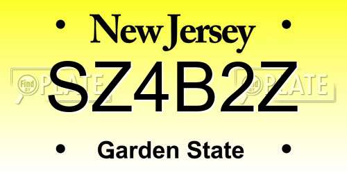 SZ4B2Z New Jersey License Plate