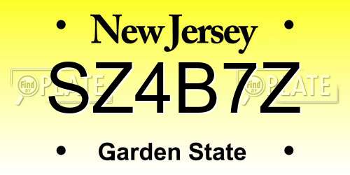 SZ4B7Z New Jersey License Plate