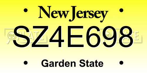 SZ4E698 New Jersey License Plate