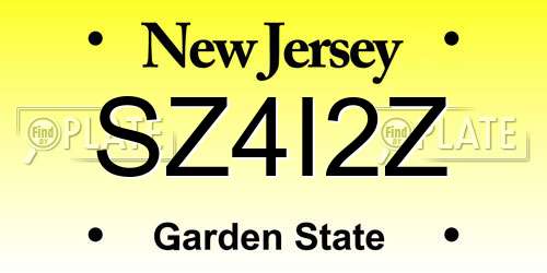 SZ4I2Z New Jersey License Plate