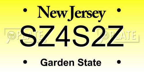 SZ4S2Z New Jersey License Plate