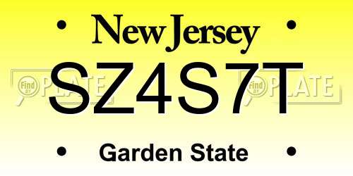 SZ4S7T New Jersey License Plate