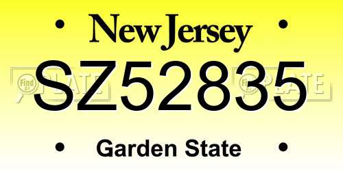 SZ52835 New Jersey License Plate