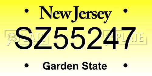 SZ55247 New Jersey License Plate