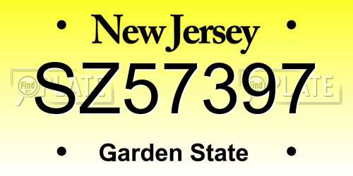 SZ57397 New Jersey License Plate