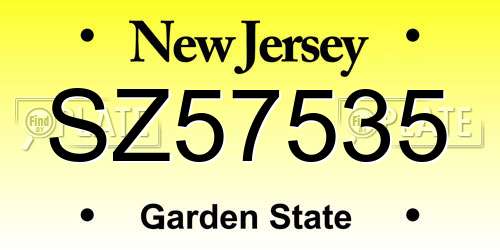 SZ57535 New Jersey License Plate