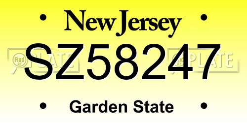SZ58247 New Jersey License Plate