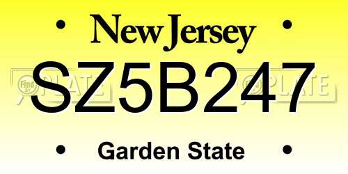 SZ5B247 New Jersey License Plate