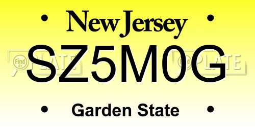 SZ5M0G New Jersey License Plate