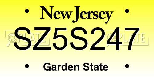 SZ5S247 New Jersey License Plate
