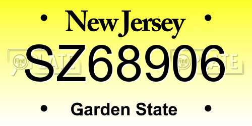 SZ68906 New Jersey License Plate