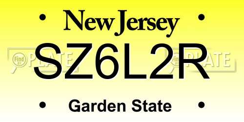 SZ6L2R New Jersey License Plate