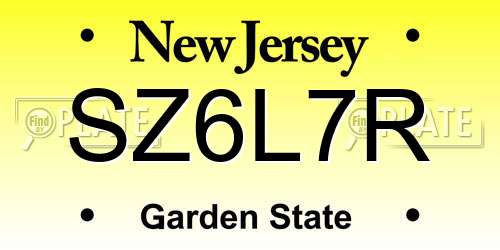 SZ6L7R New Jersey License Plate