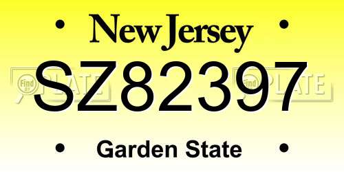SZ82397 New Jersey License Plate