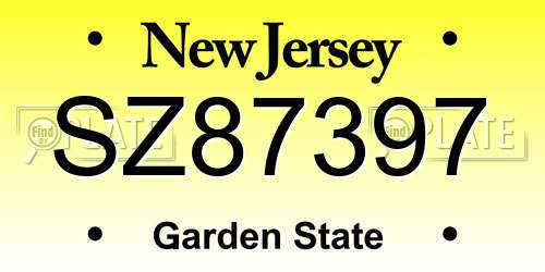 SZ87397 New Jersey License Plate