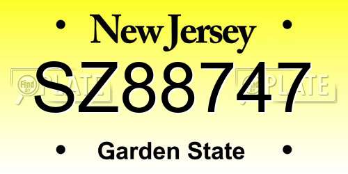 SZ88747 New Jersey License Plate