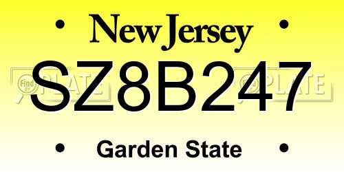 SZ8B247 New Jersey License Plate