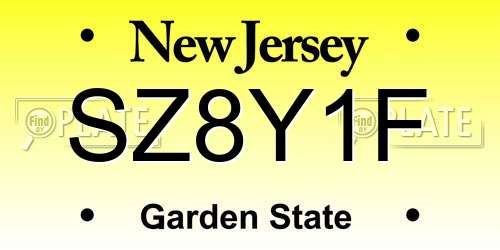 SZ8Y1F New Jersey License Plate