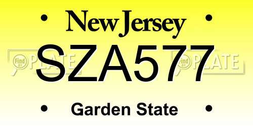 SZA577 New Jersey License Plate