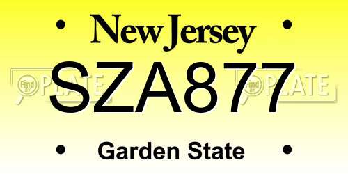 SZA877 New Jersey License Plate