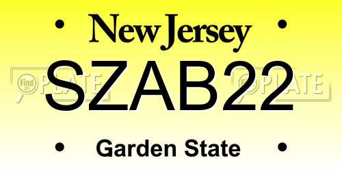 SZAB22 New Jersey License Plate