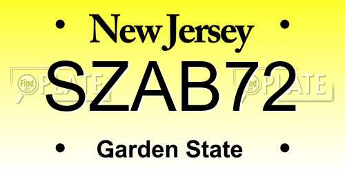 SZAB72 New Jersey License Plate