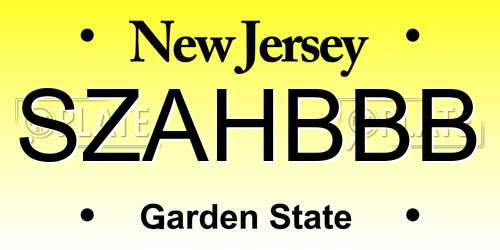 SZAHBBB New Jersey License Plate