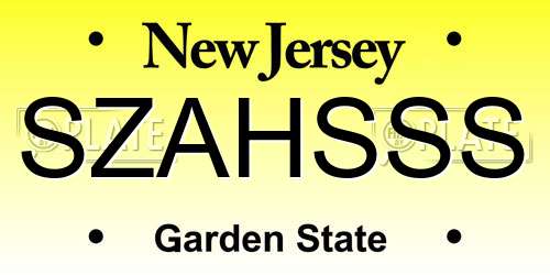 SZAHSSS New Jersey License Plate