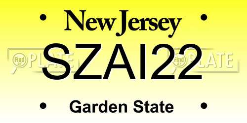 SZAI22 New Jersey License Plate