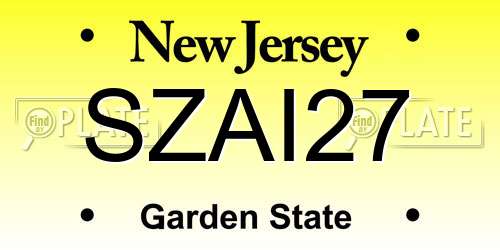 SZAI27 New Jersey License Plate