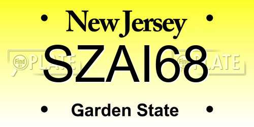 SZAI68 New Jersey License Plate