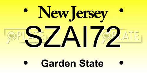 SZAI72 New Jersey License Plate