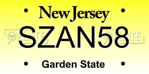 SZAN58 New Jersey License Plate