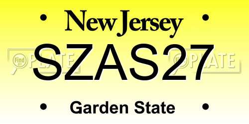 SZAS27 New Jersey License Plate