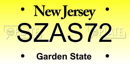 SZAS72 New Jersey License Plate