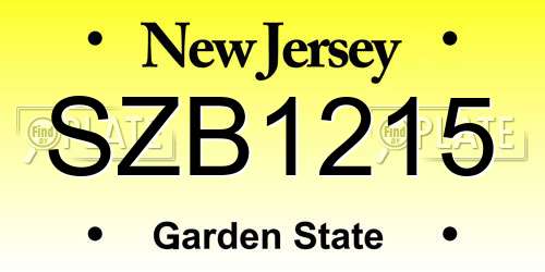 SZB1215 New Jersey License Plate