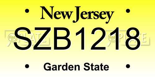 SZB1218 New Jersey License Plate