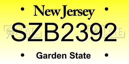 SZB2392 New Jersey License Plate