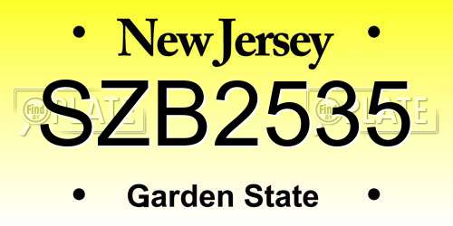 SZB2535 New Jersey License Plate