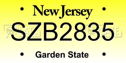 SZB2835 New Jersey License Plate