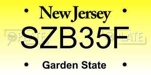 SZB35F New Jersey License Plate