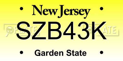 SZB43K New Jersey License Plate