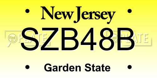 SZB48B New Jersey License Plate