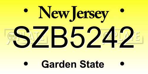 SZB5242 New Jersey License Plate