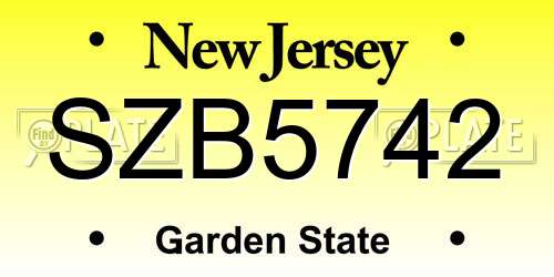 SZB5742 New Jersey License Plate