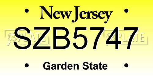 SZB5747 New Jersey License Plate